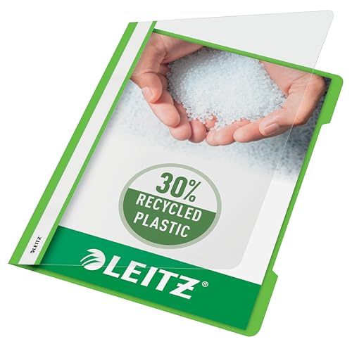Leitz A4 Standard Schnellhefter, 25er Pack, 30% Pre-Consumer Recycling-Kunststoff, Hefter für A4-Blätter, 60 Blatt Kapazität, Ideal als Dokumententasche für Schule oder Büro, Hellgrün, 41910050 Leitz A4 Standard Schnellhefter, 25er Pack, 30% Pre-Consumer Recycling-Kunststoff, Hefter für A4-Blätter, 60 Blatt Kapazität, Ideal als Dokumententasche für Schule oder Büro, Hellgrün, 41910050 von Leitz