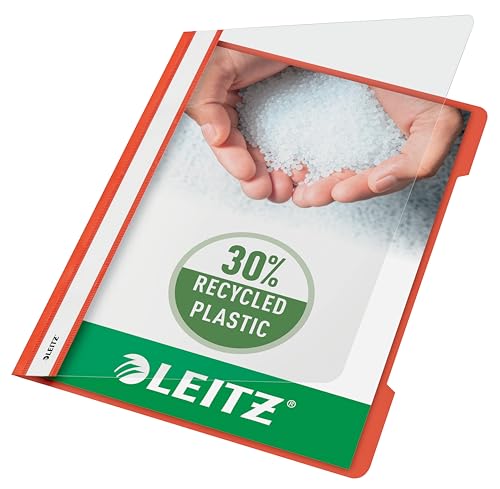 Leitz A4 Standard Schnellhefter, 25er Pack, 30% Pre-Consumer Recycling-Kunststoff, Hefter für A4-Blätter, 60 Blatt Kapazität, Ideal als Dokumententasche für Schule oder Büro, Hellrot, 41910020 Leitz A4 Standard Schnellhefter, 25er Pack, 30% Pre-Consumer Recycling-Kunststoff, Hefter für A4-Blätter, 60 Blatt Kapazität, Ideal als Dokumententasche für Schule oder Büro, Hellrot, 41910020 von Leitz