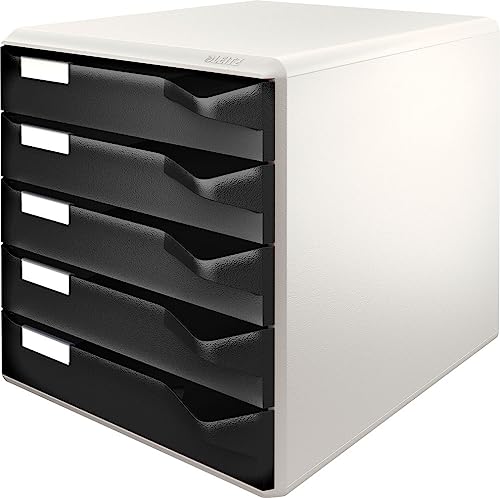 Leitz | Ablagebox | Post- und Formular-Set | Gehäuse grau | Schubladen schwarz | 5 Schubladen von Leitz