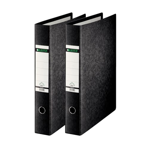 Leitz Ordner Hartpappe, 2er Pack, Mit Griffloch, Schwarz, A3, 80 mm Leitz Ordner Hartpappe, 2er Pack, Mit Griffloch, Schwarz, A3, 80 mm von Leitz