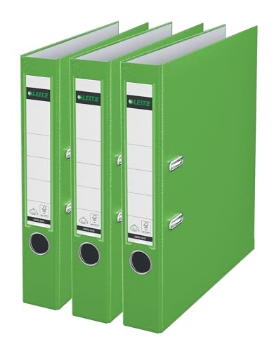 Leitz Aktenordner mit Hebel, Kunststoff, A4 – 3er-Packung 5 cm grün von Leitz