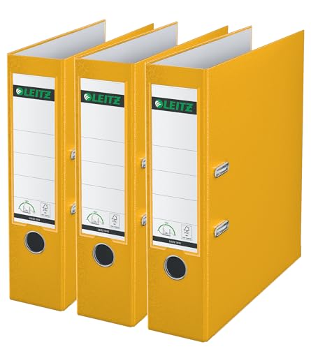 Leitz Qualitäts-Ordner 180° Plastik, 3er Pack, das Original, A4 Aktenordner 8 cm breit, 90% Recycling-Karton, 30% Pre-Consumer Recycling-Kunststoff, 180° Mechanik, 600 Blatt Kapazität, Gelb, 310335015 Leitz Qualitäts-Ordner 180° Plastik, 3er Pack, das Original, A4 Aktenordner 8 cm breit, 90% Recycling-Karton, 30% Pre-Consumer Recycling-Kunststoff, 180° Mechanik, 600 Blatt Kapazität, Gelb, 310335015 von Leitz