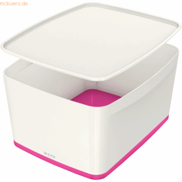 Leitz Aufbewahrungsbox MyBox Groß A4 mit Deckel ABS weiß/pink von Leitz