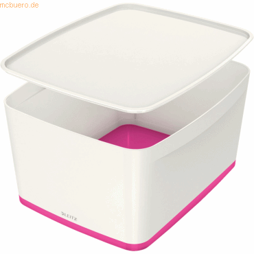 Leitz Aufbewahrungsbox MyBox Groß A4 mit Deckel ABS weiß/pink Leitz Aufbewahrungsbox MyBox Groß A4 mit Deckel ABS weiß/pink von Leitz