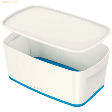 Leitz Aufbewahrungsbox MyBox Klein A5 mit Deckel ABS weiß/blau von Leitz