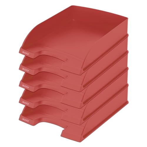 Leitz Briefablage A4, 5er Pack, stapelbare Ablagefächer, Blauer Engel, Recycle-Sortiment, Rot, 52275020 Leitz Briefablage A4, 5er Pack, stapelbare Ablagefächer, Blauer Engel, Recycle-Sortiment, Rot, 52275020 von Leitz