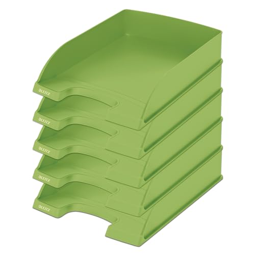Leitz Briefablage A4, 5er Pack, stapelbare Ablagefächer, Blauer Engel, Recycle-Sortiment, Grün, 52275050 Leitz Briefablage A4, 5er Pack, stapelbare Ablagefächer, Blauer Engel, Recycle-Sortiment, Grün, 52275050 von Leitz