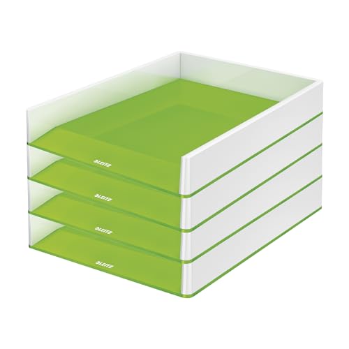 Leitz Briefkorb A4, 4er Pack, Zweifarbiges Design, Weiß/Grün, Duo Colour, WOW, 53611054 Leitz Briefkorb A4, 4er Pack, Zweifarbiges Design, Weiß/Grün, Duo Colour, WOW, 53611054 von Leitz