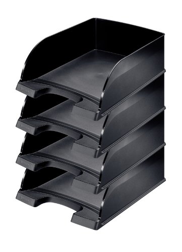 Leitz Briefkorb A4 Jumbo 4er Pack, Briefablage mit extra großem Fassungsvermögen in Premium-Qualität, Stapelbare Ablagefächer als Schreibtisch-Organizer, Kombinierbar mit Plus-Serie, Schwarz, 52330095 Leitz Briefkorb A4 Jumbo 4er Pack, Briefablage mit extra großem Fassungsvermögen in Premium-Qualität, Stapelbare Ablagefächer als Schreibtisch-Organizer, Kombinierbar mit Plus-Serie, Schwarz, 52330095 von Leitz