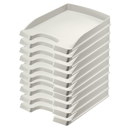Leitz Briefkorb Flach A4, 10er Pack, Briefablage in Premium-Qualität, Stapelbares Ablagefach als Schreibtisch-Organizer, Kombinierbar mit Plus-Serie, Grau, 52370085 Leitz Briefkorb Flach A4, 10er Pack, Briefablage in Premium-Qualität, Stapelbares Ablagefach als Schreibtisch-Organizer, Kombinierbar mit Plus-Serie, Grau, 52370085 von Leitz