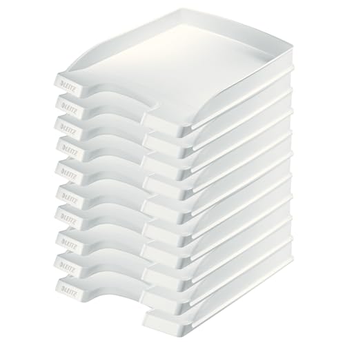 Leitz Briefkorb Flach A4, 10er Pack, Briefablage in Premium-Qualität, Stapelbares Ablagefach als Schreibtisch-Organizer, Kombinierbar mit Plus-Serie, Weiß, 52370001 Leitz Briefkorb Flach A4, 10er Pack, Briefablage in Premium-Qualität, Stapelbares Ablagefach als Schreibtisch-Organizer, Kombinierbar mit Plus-Serie, Weiß, 52370001 von Leitz