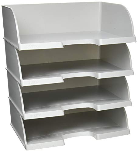 Leitz Briefkorb Querformat A4, 4er Pack, Briefablage mit extra großem Fassungsvermögen in Premium-Qualität, Stapelbare Ablagefächer als Organizer, Kombinierbar mit Plus-Serie, Grau, 52190085 Leitz Briefkorb Querformat A4, 4er Pack, Briefablage mit extra großem Fassungsvermögen in Premium-Qualität, Stapelbare Ablagefächer als Organizer, Kombinierbar mit Plus-Serie, Grau, 52190085 von Leitz