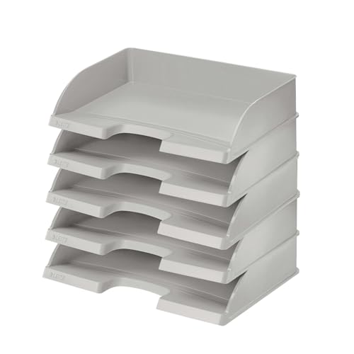 Leitz Briefkorb Querformat A4, 5er Pack, Briefablage in Premium-Qualität, Stapelbare Ablagefächer als Schreibtisch-Organizer, Kombinierbar mit Plus-Serie, Grau, 52180085 Leitz Briefkorb Querformat A4, 5er Pack, Briefablage in Premium-Qualität, Stapelbare Ablagefächer als Schreibtisch-Organizer, Kombinierbar mit Plus-Serie, Grau, 52180085 von Leitz