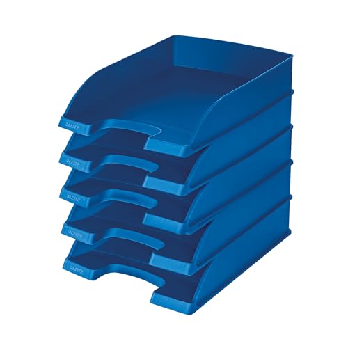 Leitz Briefkorb Standard A4, 5er Pack, Briefablage in Premium-Qualität, Stapelbare Ablagefächer als Schreibtisch-Organizer, Kombinierbar mit Plus-Serie, Blau, 52270035 Leitz Briefkorb Standard A4, 5er Pack, Briefablage in Premium-Qualität, Stapelbare Ablagefächer als Schreibtisch-Organizer, Kombinierbar mit Plus-Serie, Blau, 52270035 von Leitz