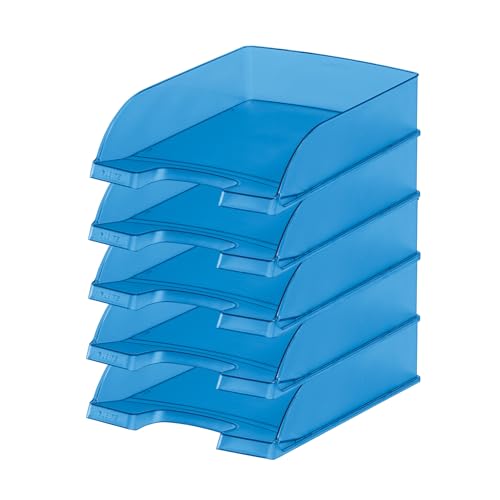 Leitz Briefkorb Standard A4, 5er Pack, Briefablage in Premium-Qualität, Stapelbare Ablagefächer als Schreibtisch-Organizer, Kombinierbar mit Plus-Serie, Blau Frost, 52270034 Leitz Briefkorb Standard A4, 5er Pack, Briefablage in Premium-Qualität, Stapelbare Ablagefächer als Schreibtisch-Organizer, Kombinierbar mit Plus-Serie, Blau Frost, 52270034 von Leitz