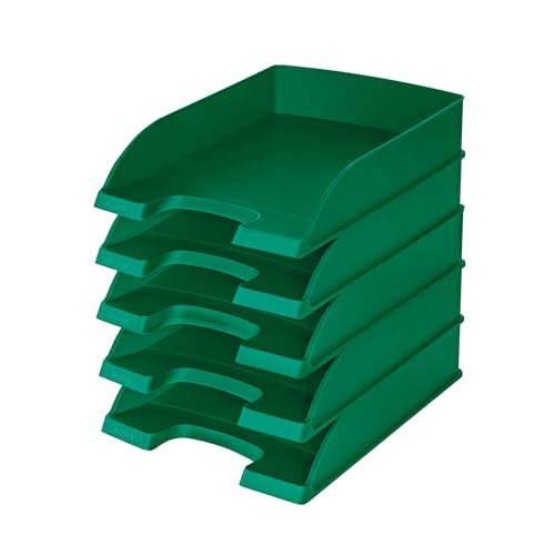 Leitz Briefkorb Standard A4, 5er Pack, Briefablage in Premium-Qualität, Stapelbare Ablagefächer als Schreibtisch-Organizer, Kombinierbar mit Plus-Serie, Grün, 52270055 Leitz Briefkorb Standard A4, 5er Pack, Briefablage in Premium-Qualität, Stapelbare Ablagefächer als Schreibtisch-Organizer, Kombinierbar mit Plus-Serie, Grün, 52270055 von Leitz