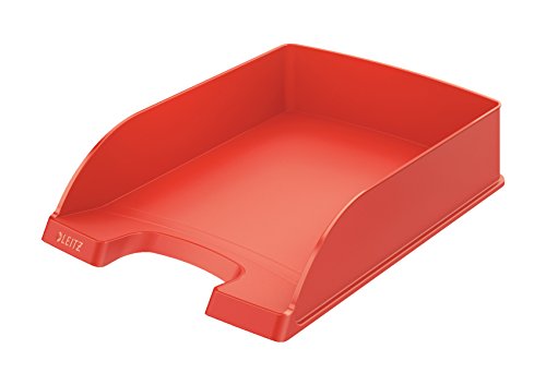 Leitz Briefkorb Standard A4, 5er Pack, Briefablage in Premium-Qualität, Stapelbare Ablagefächer als Schreibtisch-Organizer, Kombinierbar mit Plus-Serie, Hellrot, 52270020 von Leitz