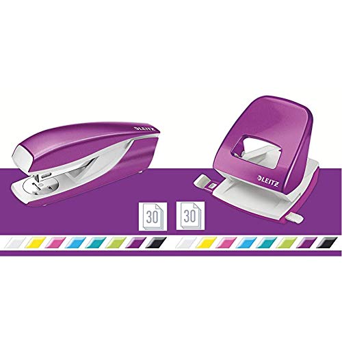 Leitz Büro Locher + Heftgerät, Für 30 Blatt, Anschlagschiene mit Formatvorgaben, Tacker mit 200 Heftklammern, Ergonomisches Design, Violett, WOW-Serie, 50081062 + 55021062 Leitz Büro Locher + Heftgerät, Für 30 Blatt, Anschlagschiene mit Formatvorgaben, Tacker mit 200 Heftklammern, Ergonomisches Design, Violett, WOW-Serie, 50081062 + 55021062 von Leitz