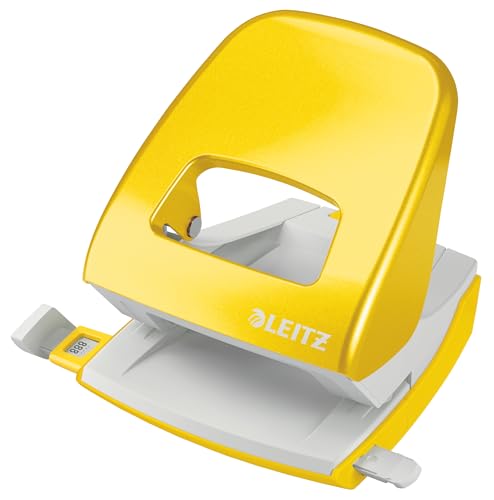 Leitz Büro Locher aus Metall, Für 30 Blatt, Anschlagschiene mit Formatvorgaben, Ergonomisches Design, gelb, WOW-Serie, 50081016 Leitz Büro Locher aus Metall, Für 30 Blatt, Anschlagschiene mit Formatvorgaben, Ergonomisches Design, gelb, WOW-Serie, 50081016 von Leitz