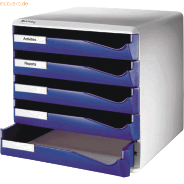 Leitz Bürobox Postset 5 Schubladen lichtgrau/blau von Leitz
