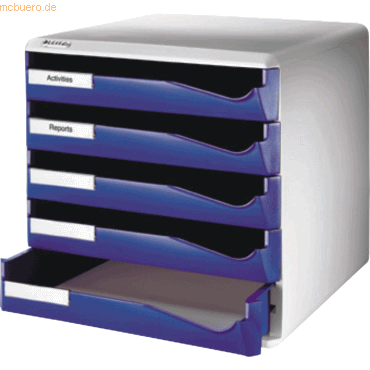 Leitz Bürobox Postset 5 Schubladen lichtgrau/blau Leitz Bürobox Postset 5 Schubladen lichtgrau/blau von Leitz