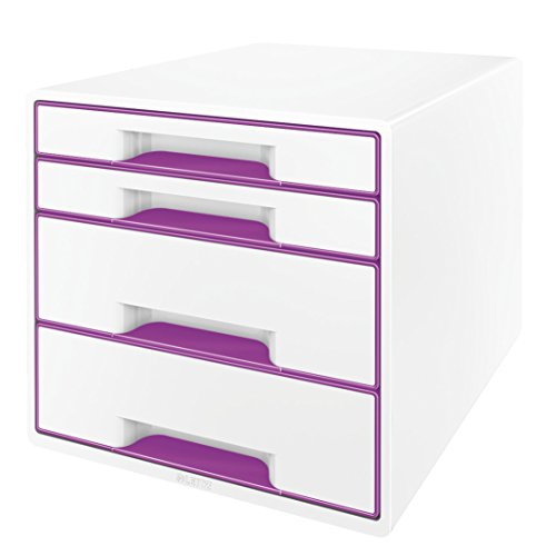 Leitz CUBE Schubladenbox mit 4 Schubladen, Weiß/Violett, A4, Inkl. transparentem Schubladeneinsatz, WOW, 52132062 Leitz CUBE Schubladenbox mit 4 Schubladen, Weiß/Violett, A4, Inkl. transparentem Schubladeneinsatz, WOW, 52132062 von Leitz