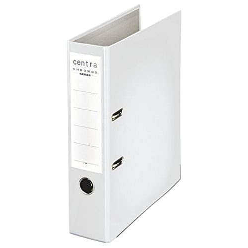 Leitz Centra 230137 Standard-Ordner (grauappe RC, mit PP-Folie kaschiert, A4, 8 cm Rückenbreite, Chromos) weiß von Leitz