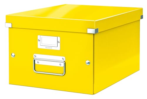 Leitz Click & Store Aufbewahrungsbox mit Deckel Mittel-Groß, Box für Unterlagen bis A4 im Büro u. Haushalt, Transportbox aus 85 % recycelter Premium-Hartpappe, Stabile Metallgriffe, Gelb, 60440016 Leitz Click & Store Aufbewahrungsbox mit Deckel Mittel-Groß, Box für Unterlagen bis A4 im Büro u. Haushalt, Transportbox aus 85 % recycelter Premium-Hartpappe, Stabile Metallgriffe, Gelb, 60440016 von Leitz