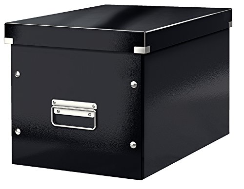 Leitz WOW Click & Store Aufbewahrungsbox mit Griffen, Würfelform groß passend für Kallax Regal, stabil und faltbar, Schwarz, 61080095 von Leitz