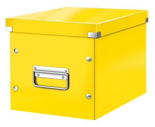 Leitz Click & Store Aufbewahrungsbox mit Deckel Mittel-Groß, Würfelbox für Regale im Wohnzimmer oder Büro, Transportbox aus 80 % recycelter Premium-Hartpappe, Stabile Metallgriffe, Gelb, 61090016 Leitz Click & Store Aufbewahrungsbox mit Deckel Mittel-Groß, Würfelbox für Regale im Wohnzimmer oder Büro, Transportbox aus 80 % recycelter Premium-Hartpappe, Stabile Metallgriffe, Gelb, 61090016 von Leitz