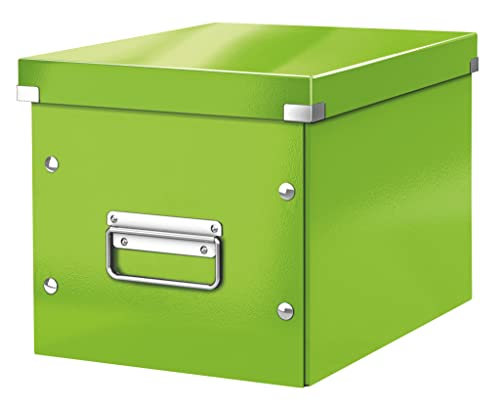 Leitz Click & Store Aufbewahrungsbox mit Deckel Mittel-Groß, Würfelbox für Regale im Wohnzimmer oder Büro, Transportbox aus 80 % recycelter Premium-Hartpappe, Stabile Metallgriffe, Grün, 61090054 Leitz Click & Store Aufbewahrungsbox mit Deckel Mittel-Groß, Würfelbox für Regale im Wohnzimmer oder Büro, Transportbox aus 80 % recycelter Premium-Hartpappe, Stabile Metallgriffe, Grün, 61090054 von Leitz