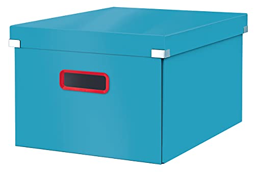 Leitz Click & Store Aufbewahrungsbox Mittel, Faltbare A4-Aktenbox mit Deckel, Stabiler Premium-Kartonbehälter für die Ablage von Unterlagen, Zuhause/Büro, Cosy Serie, Sanftes Blau, 53480061 von Leitz