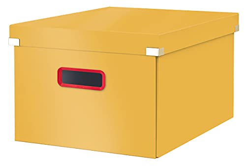 Leitz Click & Store Aufbewahrungsbox Mittel, Faltbare A4-Aktenbox mit Deckel, Stabiler Premium-Kartonbehälter für die Ablage von Unterlagen, Zuhause/Büro, Cosy Serie, Warmes Gelb, 53480019 von Leitz