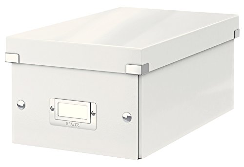 Leitz Click & Store kleine längliche Aufbewahrungsbox, DVD Aufbewahrung, Ideal als Geschenkbox mit Deckel, Stapelbox aus hochwertiger Hartpappe mit laminierter Oberfläche, Weiß, 60420001 von Leitz