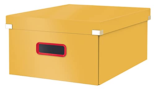 Leitz Click & Store Große Aufbewahrungsbox, Faltbare A3-Aktenbox mit Deckel, Stabiler Premium-Kartonbehälter für die Ablage von Unterlagen, Zuhause/Büro, Cosy Serie, Warmes Gelb, 53490019 von Leitz