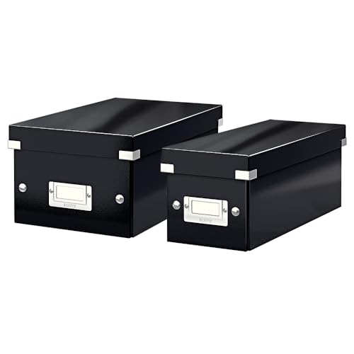 Leitz Click & Store Set schmale Aufbewahrungsbox + kleine, längliche Aufbewahrungsbox mit Deckel, als Geschenkbox oder für Zubehör im Haushalt und Büro, CD/DVD Aufbewahrung, 60410095 + 60420095 von Leitz