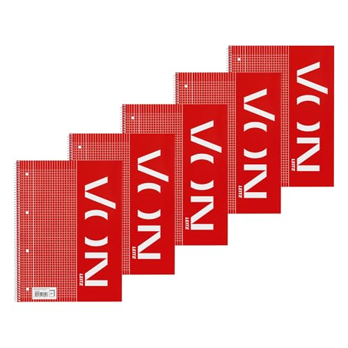 Leitz VON Collegeblock A4 kariert, 5er Pack, Notizblock mit 160 Seiten, 80 Blatt, Ideal für Studenten und Schüler, mit Rand links, 45740001 von Leitz