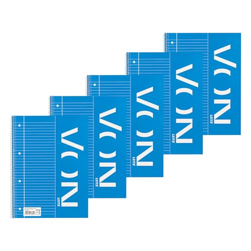 Leitz VON Collegeblock A4 liniert, 5er Pack, Notizblock mit 160 Seiten, 80 Blatt, Ideal für Büro, Studium und Schule, mit Rand links, 45750001 Leitz VON Collegeblock A4 liniert, 5er Pack, Notizblock mit 160 Seiten, 80 Blatt, Ideal für Büro, Studium und Schule, mit Rand links, 45750001 von Leitz