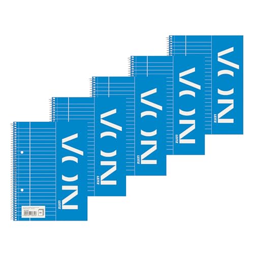 Leitz VON Collegeblock A5 liniert, 5er Pack, Notizblock mit 160 Seiten, 80 Blatt, Ideal für Büro, Studium und Schule, mit Rand links, 45770001 von Leitz