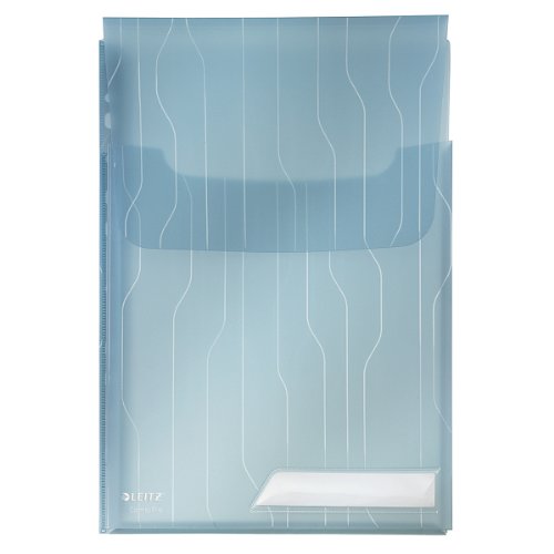 Leitz CombiFile Maxi Sichthüllen-Set, 3 Stück, A4 Format, Ausdehnbar für mehr Kapazität, Blau mit matter Oberfläche, Verschlussklappe zum Schutz des Inhalts, 0,20 mm PP-Folie, 47270035 von Leitz