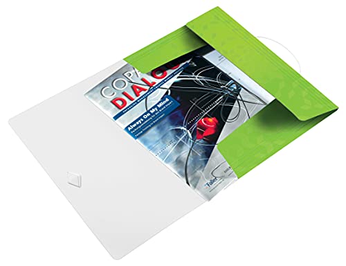 Leitz Eckspannermappe aus Kunststoff für bis zu 150 Blatt, A4, Gummizugverschluss, Grün, WOW, 45990054 von Leitz