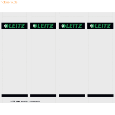 Leitz Einsteckrückenschilder 57x190mm PC-beschriftbar grau VE=100 Stüc Leitz Einsteckrückenschilder 57x190mm PC-beschriftbar grau VE=100 Stüc von Leitz