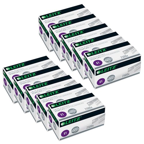 Leitz Electric Heftklammern E1, Verzinkt, 10 x Box mit je 2500 Heftklammern, 55680000 Leitz Electric Heftklammern E1, Verzinkt, 10 x Box mit je 2500 Heftklammern, 55680000 von Leitz
