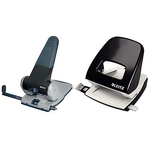 Leitz Extrastarker Registraturlocher aus Metall, Für 65 Blatt, schwarz, 51800095 & Büro Locher aus Metall, Für 30 Blatt, Anschlagschiene mit Formatangaben, Die Nummer 1 am Markt, schwarz Leitz Extrastarker Registraturlocher aus Metall, Für 65 Blatt, schwarz, 51800095 & Büro Locher aus Metall, Für 30 Blatt, Anschlagschiene mit Formatangaben, Die Nummer 1 am Markt, schwarz von Leitz