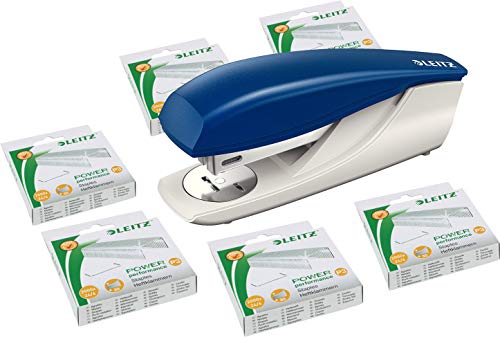 Leitz Heftgerät, 30 Blatt, Blau, Ergonomisches Kunststoffgehäuse, Inkl. 12000 Heftklammern 24/6, New NeXXt von Leitz