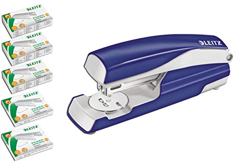 Leitz Heftgerät (30 Blatt, Ergonomisches Metallgehäuse, Inkl. Heftklammern, Nexxt) (blau + Klammern) von Leitz