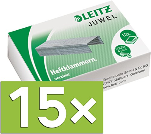 Leitz Heftklammern Juwel, verzinkt 30000 Stück (15 Packungen / 4 mm) von Leitz