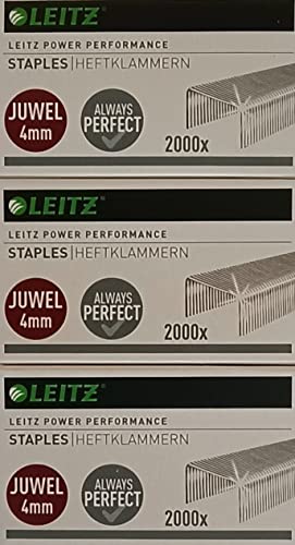 Leitz Heftklammern Juwel, verzinkt 6000 Stück (3 Packungen / 4 mm) von Leitz