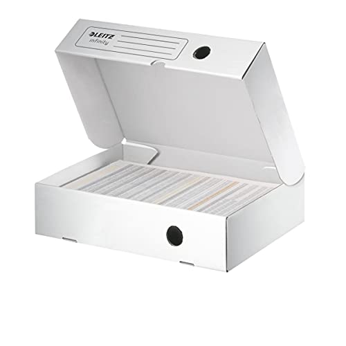 Leitz Infinity Archivbox, 10 Stück, 80 mm Rückenbreite, A4 Faltkarton, Boxen Aufbewahrung mit Deckel an der Oberseite, Lagerbox aus 100% säurefreier Karton, Weiß, Infinity Archiv Serie, 61000000 Leitz Infinity Archivbox, 10 Stück, 80 mm Rückenbreite, A4 Faltkarton, Boxen Aufbewahrung mit Deckel an der Oberseite, Lagerbox aus 100% säurefreier Karton, Weiß, Infinity Archiv Serie, 61000000 von Leitz