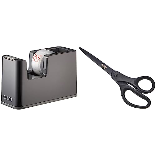 Leitz Klebeband-Tischabroller, Fester Stand, Klebebandabroller Inkl. Klebeband, Schwarz/Grau, Duo-Farbe, 53640095 & Schere Titan Anti-Haft 205mm SB sw Leitz Klebeband-Tischabroller, Fester Stand, Klebebandabroller Inkl. Klebeband, Schwarz/Grau, Duo-Farbe, 53640095 & Schere Titan Anti-Haft 205mm SB sw von Leitz